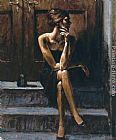 Fabian Perez BLACK PURSE painting